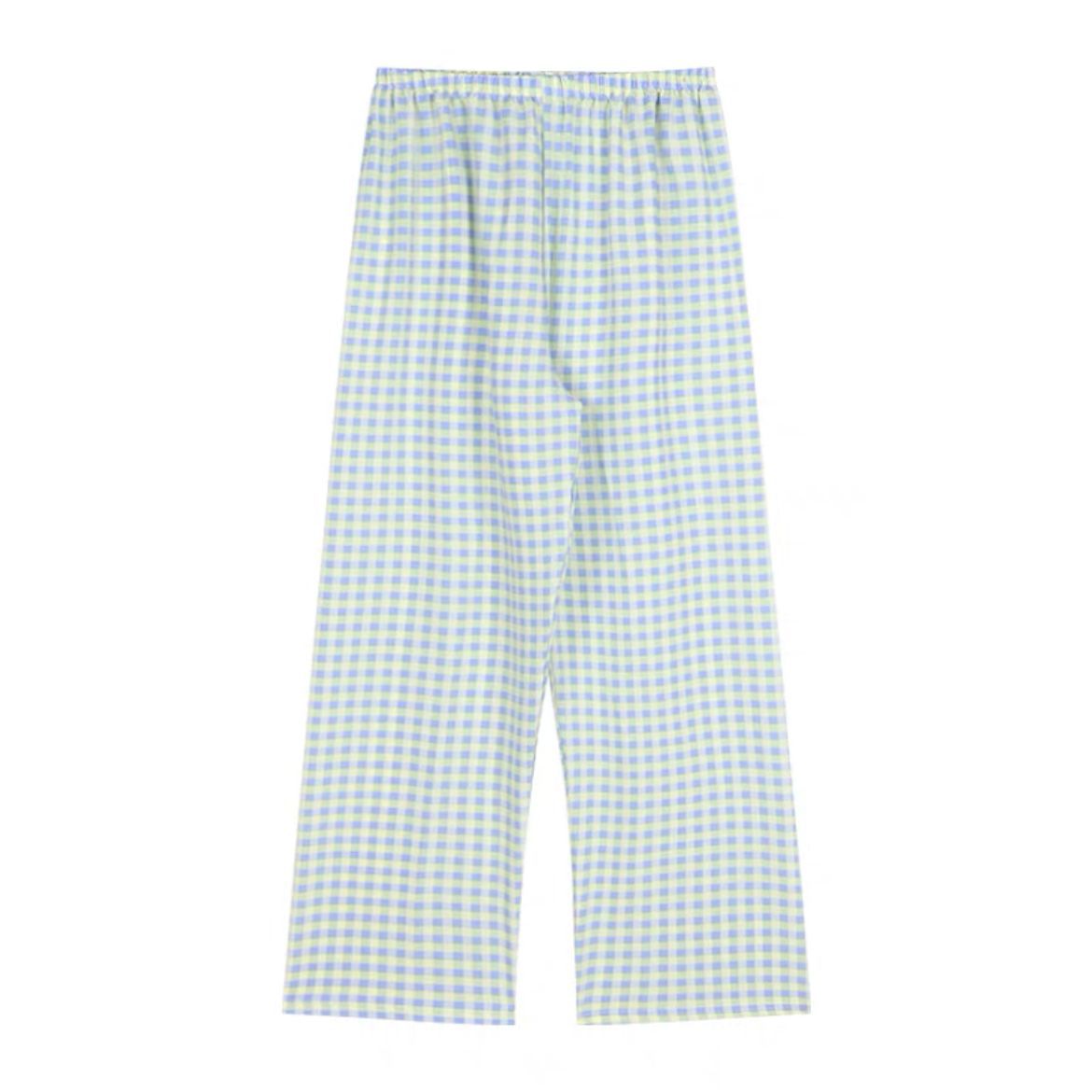 Wholesale Plaid Casual Wide-leg Women's Summer Pajama Pants High Waist Straight Loose Walking Pants